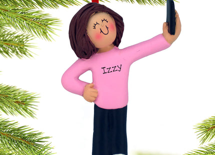 personalized personalized selfie female christmas ornament – Christmas ornament, holiday tree decoration or gift