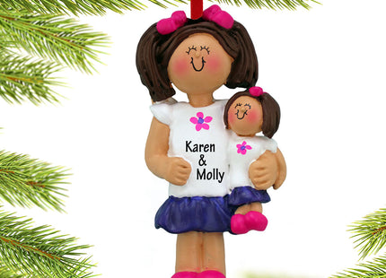 holiday personalized little girl holding a doll christmas ornament – Christmas ornament, holiday tree decoration or gift