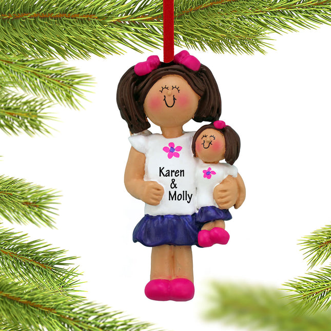 holiday personalized little girl holding a doll christmas ornament – Christmas ornament, holiday tree decoration or gift