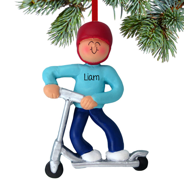 Silver Scooter Boy or Girl Personalized Ornament