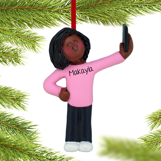 keepsake personalized selfie female christmas ornament – Christmas ornament, holiday tree decoration or gift