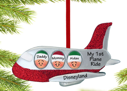 holiday personalized airplane family of 3 christmas ornament – Christmas ornament, holiday tree decoration or gift