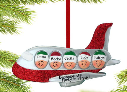 engraved personalized airplane family of 5 christmas ornament – Christmas ornament, holiday tree decoration or gift
