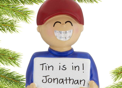 engraved personalized braces on - boy christmas ornament – Christmas ornament, holiday tree decoration or gift