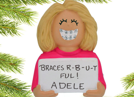 decorative personalized braces on girl christmas ornament – Christmas ornament, holiday tree decoration or gift