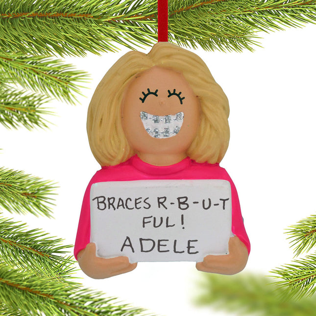 decorative personalized braces on girl christmas ornament – Christmas ornament, holiday tree decoration or gift