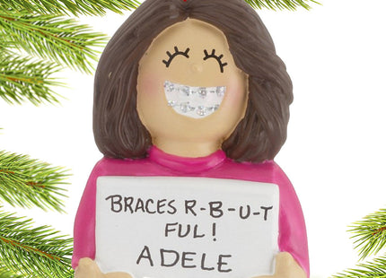 personalized personalized braces on girl christmas ornament – Christmas ornament, holiday tree decoration or gift