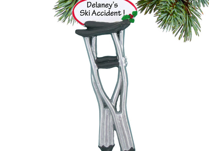 holiday personalized pair of crutches christmas ornament – Christmas ornament, holiday tree decoration or gift
