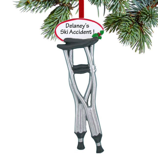 holiday personalized pair of crutches christmas ornament – Christmas ornament, holiday tree decoration or gift