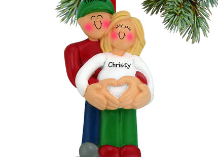 personalized personalized pregnancy couple with heart christmas ornament – Christmas ornament, holiday tree decoration or gif