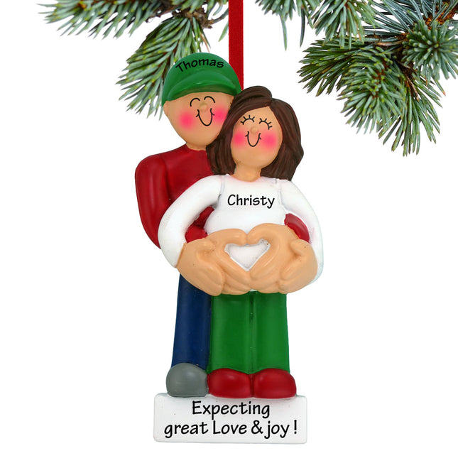 decorative personalized pregnancy couple with heart christmas ornament – Christmas ornament, holiday tree decoration or gift