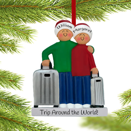 keepsake personalized traveling couple christmas ornament – Christmas ornament, holiday tree decoration or gift