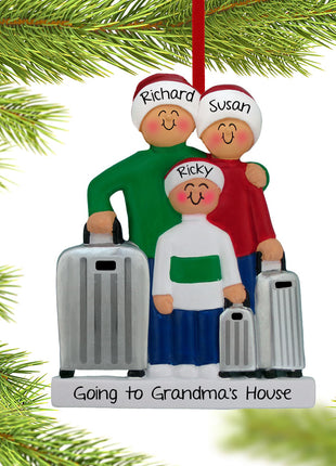 Traveling Family of 3 Ornament  by ORNAMENT CENTRAL Ornament