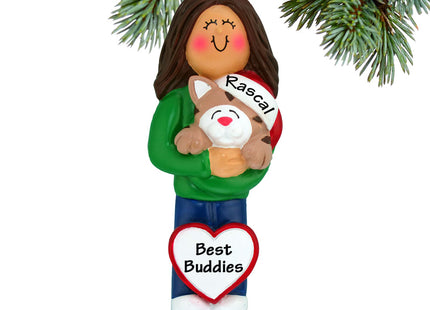 holiday personalized cat lover girl christmas ornament – Christmas ornament, holiday tree decoration or gift