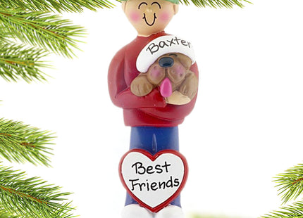 holiday personalized dog lover boy christmas ornament – Christmas ornament, holiday tree decoration or gift