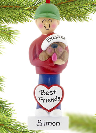 Dog Lover Boy Ornament  by ORNAMENT CENTRAL Ornament