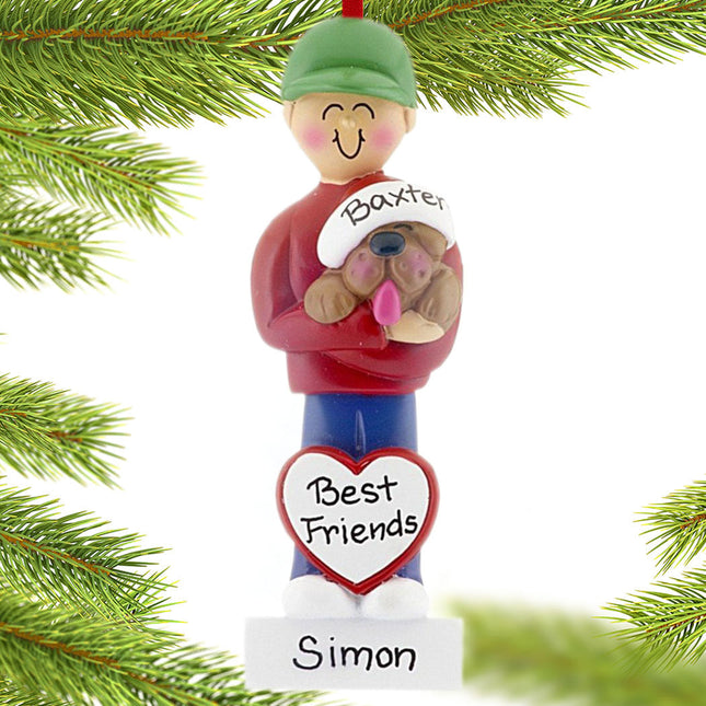 holiday personalized dog lover boy christmas ornament – Christmas ornament, holiday tree decoration or gift