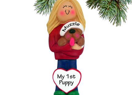 engraved personalized dog lover girl christmas ornament – Christmas ornament, holiday tree decoration or gift