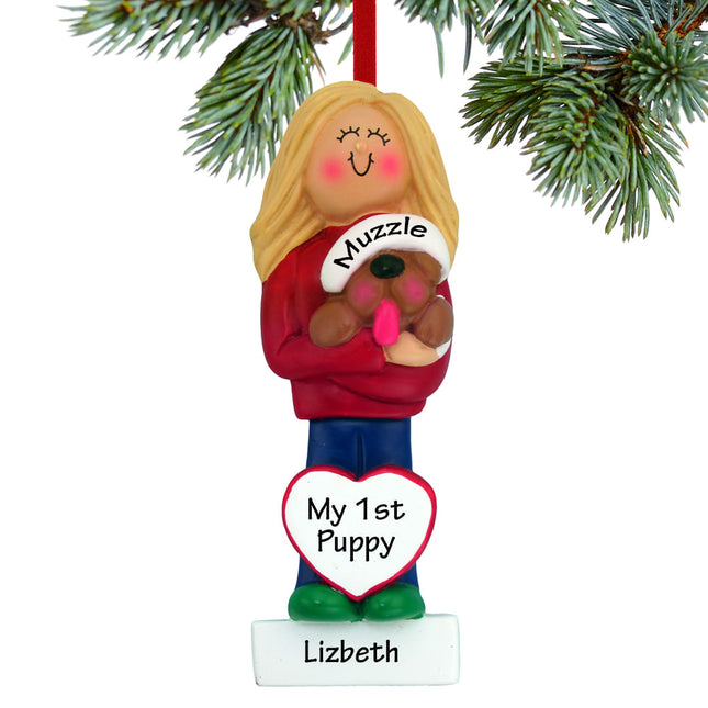 engraved personalized dog lover girl christmas ornament – Christmas ornament, holiday tree decoration or gift