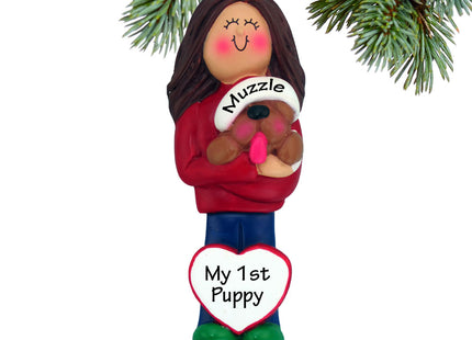 engraved personalized dog lover girl christmas ornament – Christmas ornament, holiday tree decoration or gift