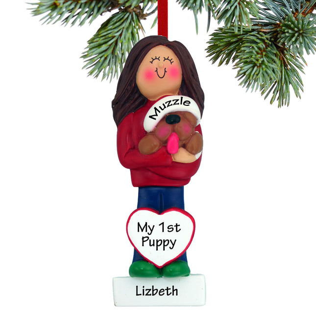 engraved personalized dog lover girl christmas ornament – Christmas ornament, holiday tree decoration or gift