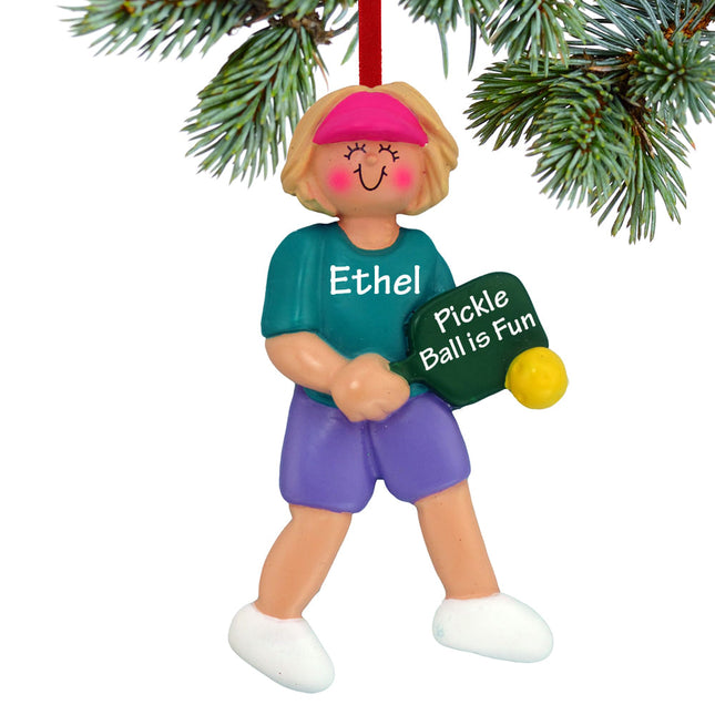decorative personalized pickleball female christmas ornament – Christmas ornament, holiday tree decoration or gift