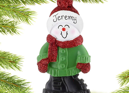 keepsake personalized snowman in boots boy christmas ornament – Christmas ornament, holiday tree decoration or gift