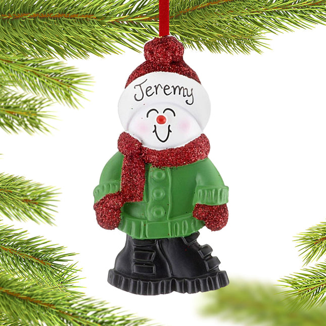 keepsake personalized snowman in boots boy christmas ornament – Christmas ornament, holiday tree decoration or gift