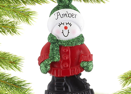 holiday personalized snowman in boots girl christmas ornament – Christmas ornament, holiday tree decoration or gift