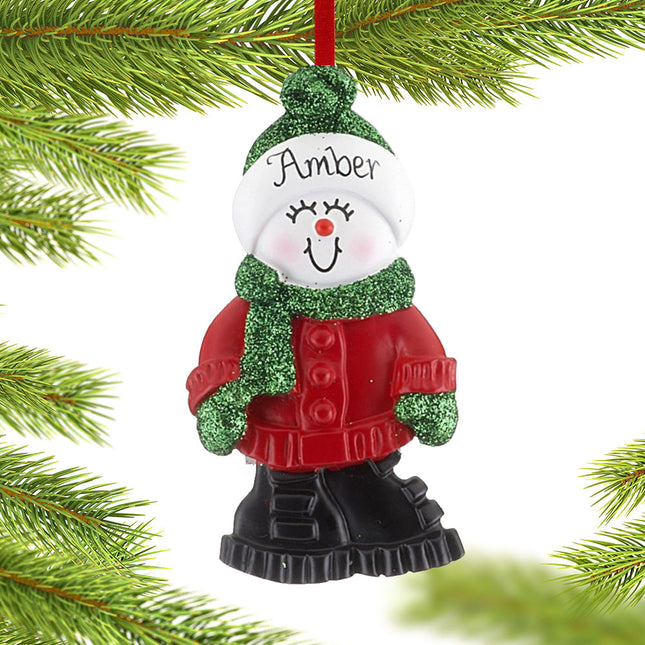 holiday personalized snowman in boots girl christmas ornament – Christmas ornament, holiday tree decoration or gift