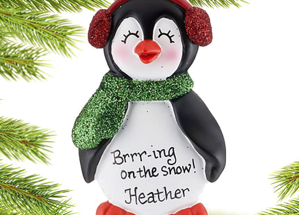 personalized personalized penguin in earmuffs girl christmas ornament – Christmas ornament, holiday tree decoration or gift