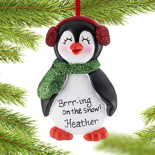 personalized personalized penguin in earmuffs girl christmas ornament – Christmas ornament, holiday tree decoration or gift