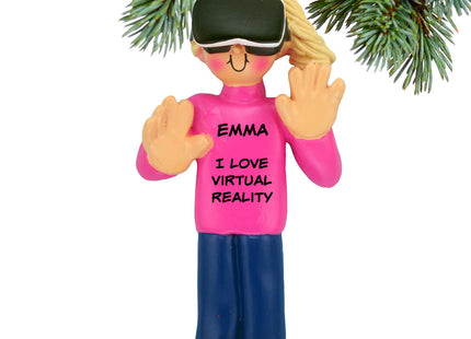 decorative personalized virtual reality game female christmas ornament – Christmas ornament, holiday tree decoration or gift