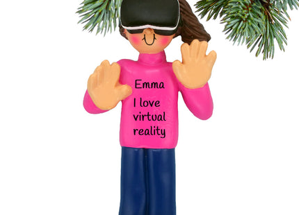 personalized personalized virtual reality game female christmas ornament – Christmas ornament, holiday tree decoration or gif