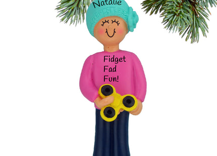 engraved personalized fidget spinner girl christmas ornament – Christmas ornament, holiday tree decoration or gift