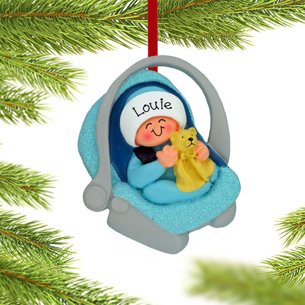 Baby Girl or Boy in Carrier Personalized Ornament