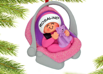 holiday personalized baby girl in carrier christmas ornament – Christmas ornament, holiday tree decoration or gift