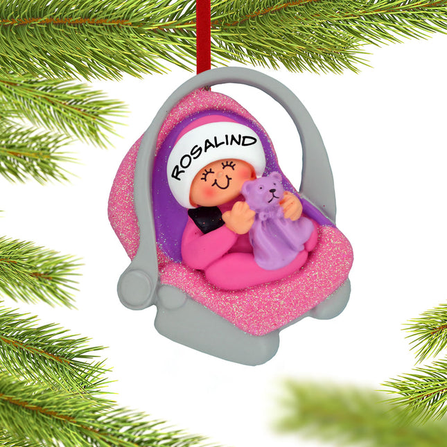 Baby Girl or Boy in Carrier Personalized Ornament