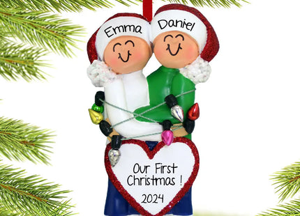 decorative personalized christmas couple christmas ornament – Christmas ornament, holiday tree decoration or gift
