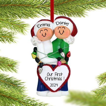decorative personalized christmas couple christmas ornament – Christmas ornament, holiday tree decoration or gift