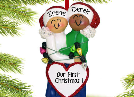 personalized personalized mixed race christmas couple - caucasian/ christmas ornament – Christmas ornament, holiday tree deco