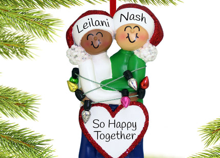 engraved personalized mixed race christmas couple - ethnic/caucasian christmas ornament – Christmas ornament, holiday tree de