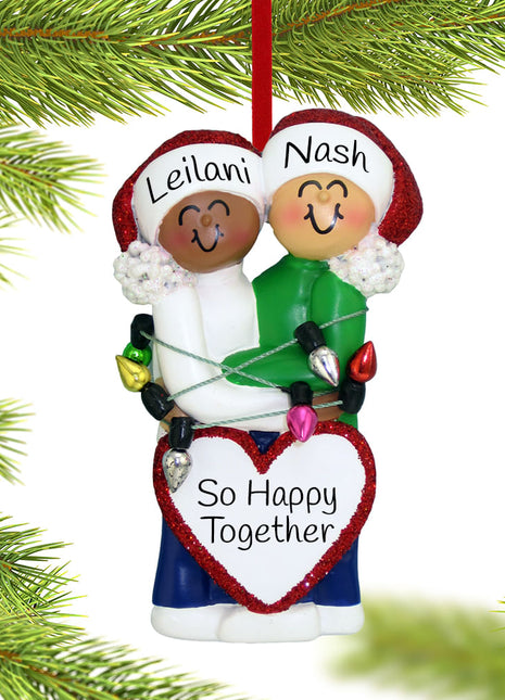 Mixed Race Christmas Couple - Ethnic/Caucasian Ornament  by ORNAMENT CENTRAL Ornament