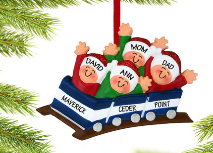 Roller Coaster Family of 4 Ornament