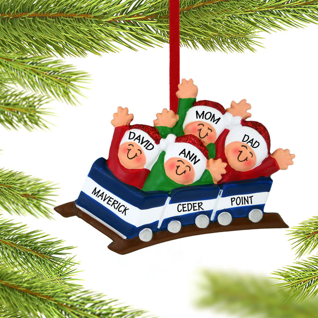 Roller Coaster Family of 4 Ornament