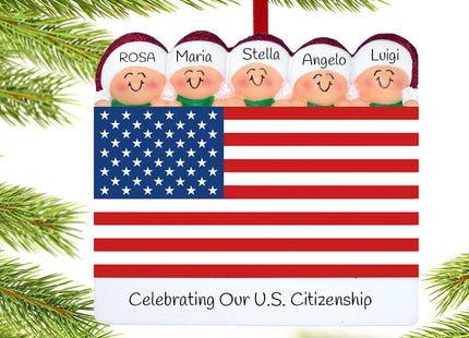 keepsake personalized patriotic family of 5 christmas ornament – Christmas ornament, holiday tree decoration or gift