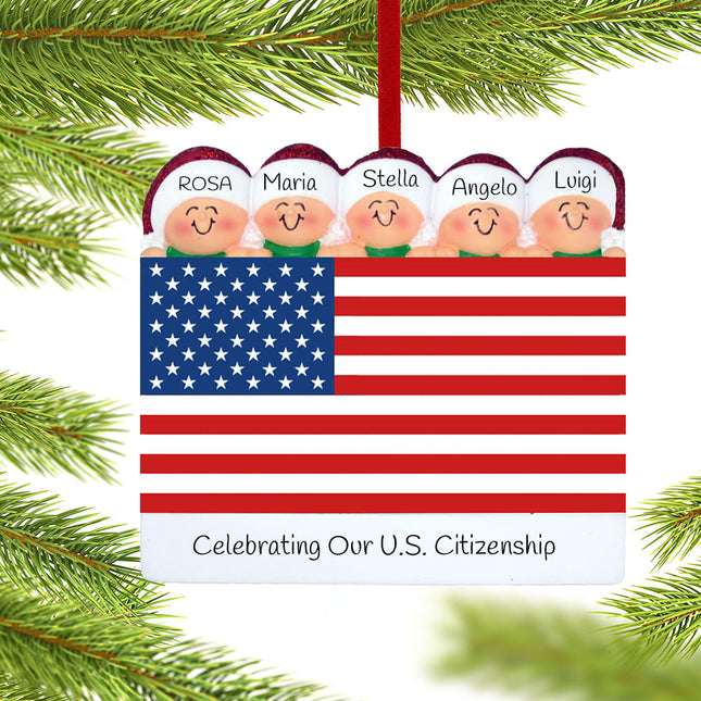 Patriotic Family Personalized Ornament - 2, 3, 4, 5 Family Members