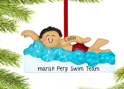 keepsake personalized learning to swim boy christmas ornament – Christmas ornament, holiday tree decoration or gift