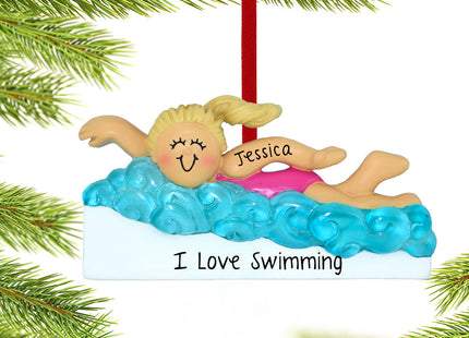 keepsake personalized learning to swim girl christmas ornament – Christmas ornament, holiday tree decoration or gift