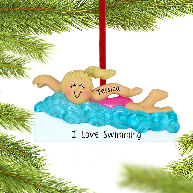 keepsake personalized learning to swim girl christmas ornament – Christmas ornament, holiday tree decoration or gift